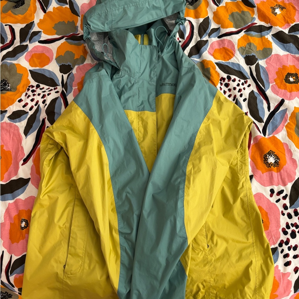 Marmot Yellow and Teal Raincoat